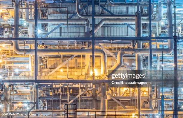 closeup of power plant equipment,pipelines - pipeline stockfoto's en -beelden