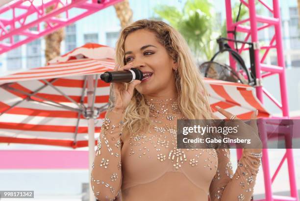 Singer Rita Ora performs at the Flamingo Go Pool Dayclub at Flamingo Las Vegas on July 13, 2018 in Las Vegs, Nevada.