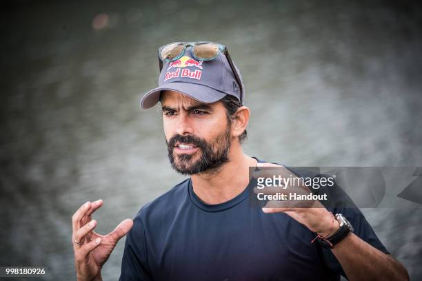 In this handout image provided by Red Bull, Orlando Duque of Colombia during an interview prior to the first training session of the third stop of...