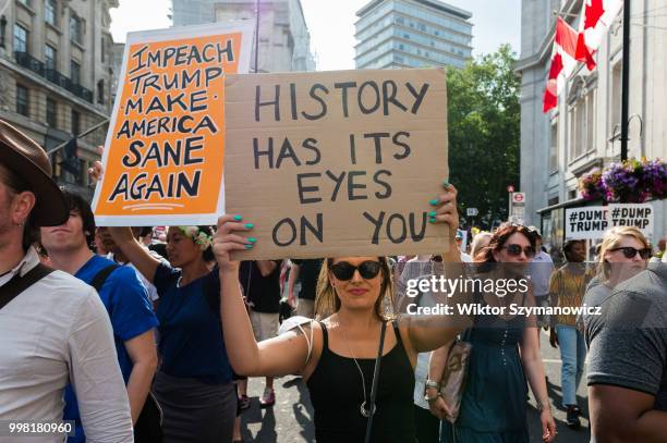 Over 250,000 people take part in Together Against Trump march through central London followed by a rally in Trafalgar Square as the President of the...