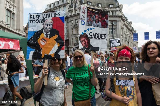 Over 250,000 people take part in Together Against Trump march through central London followed by a rally in Trafalgar Square as the President of the...