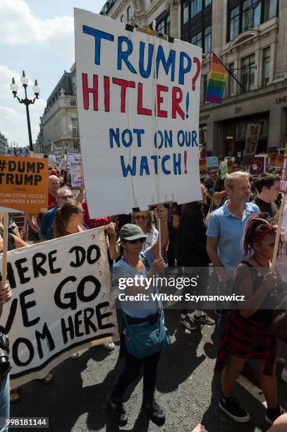 Over 250,000 people take part in Together Against Trump march through central London followed by a rally in Trafalgar Square as the President of the...