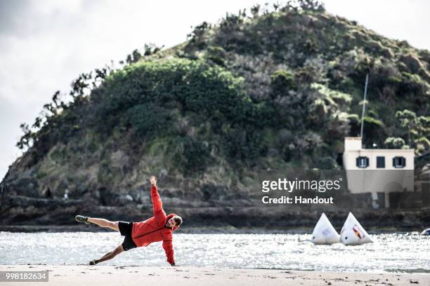 In this handout image provided by Red Bull, David Colturi of the USA warms up on Islet Vila Franco do Campo during the first competition day of the...