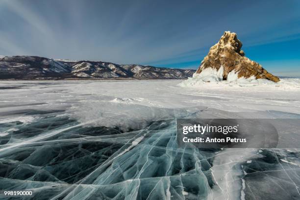 elenka island on lake baikal in winter - anton petrus stock pictures, royalty-free photos & images