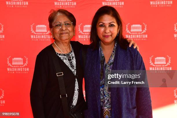 Shashi Saxena and Producer of "Life After" Rekha Tobaccowala appear at the March On Washington Film Festival on July 13, 2018 in Washington, DC.