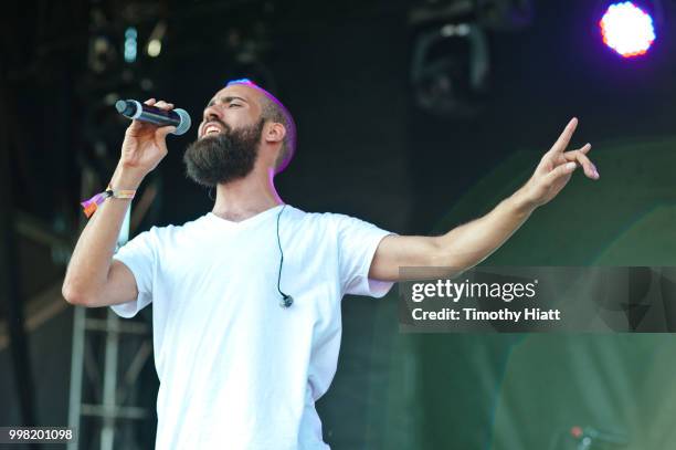 Sam Melo from Rainbow Kitten Surprise performs on Day 1 of Forecastle Music Festival on July 13, 2018 in Louisville, Kentucky.