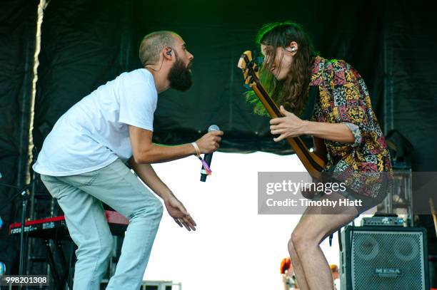 Sam Melo and Charlie Holt from Rainbow Kitten Surprise perform on Day 1 of Forecastle Music Festival on July 13, 2018 in Louisville, Kentucky.