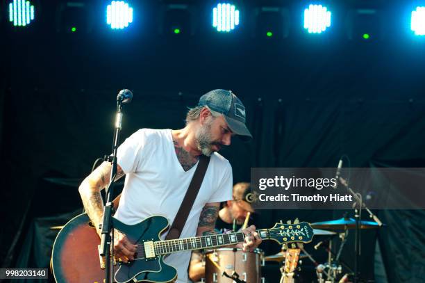 Ben Nichols and Roy Berry of Lucero perform on Day 1 of Forecastle Music Festival on July 13, 2018 in Louisville, Kentucky.