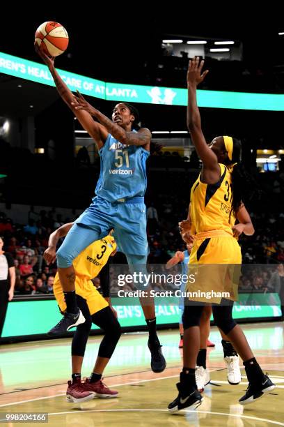 Jessica Breland of the Atlanta Dream shoots the ball during the game against the Indiana Fever on July 13, 2018 at McCamish Pavilion in Atlanta,...