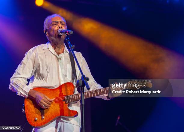 Gilberto Gil performs on stage at the Cruilla 2018 festival held at the Forum on July 13, 2018 in Barcelona, Spain.