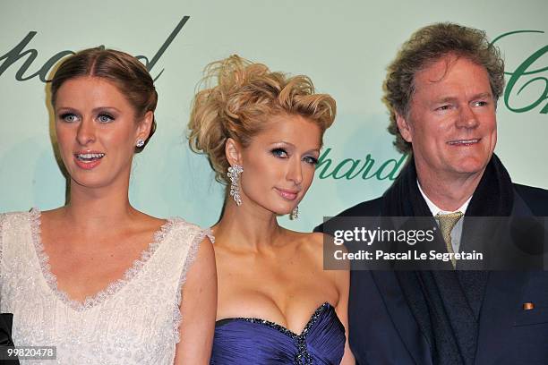 Nicky Hilton, Paris Hilton and Rick Hilton attend the Chopard 150th Anniversary Party at Palm Beach, Pointe Croisette during the 63rd Annual Cannes...