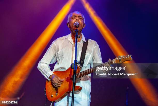 Gilberto Gil performs on stage at the Cruilla 2018 festival held at the Forum on July 13, 2018 in Barcelona, Spain.