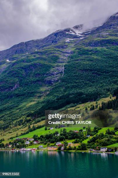 shores of olden - olden foto e immagini stock