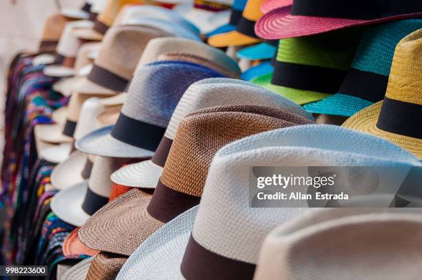 panama hats are made in ecuador. a country full of colors, like this photo. - estrada ストックフォトと画像