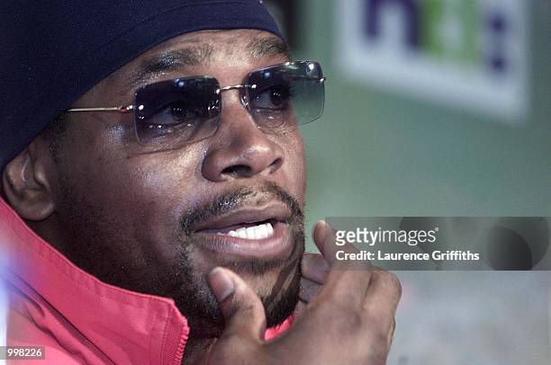 Audley Harrison during a press conference at St James Park in Newcastle ahead of his fight against Derrick McCafferty at the Telewest Arena in...