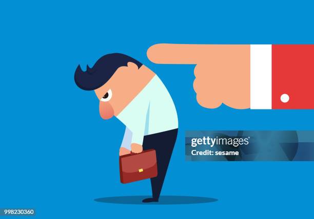 businessman is blamed for head down - taking a bow stock illustrations
