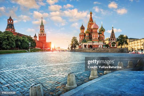 evening light on red square - red square stock pictures, royalty-free photos & images