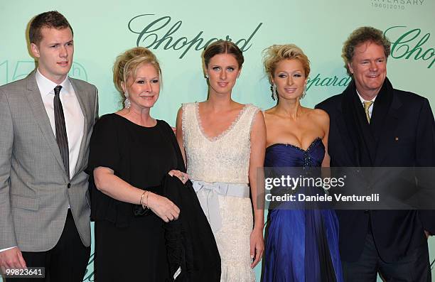 Barron Hilton, Kathy Hilton, Nicky Hilton, Paris Hilton and Rick Hilton attend the Chopard 150th Anniversary Party at the VIP Room, Palm Beach during...