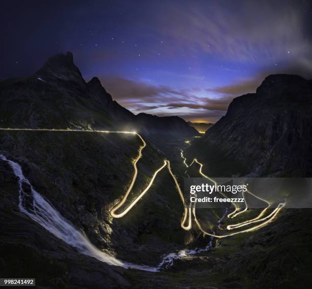 trollstigen stary night pano - stary night stock pictures, royalty-free photos & images