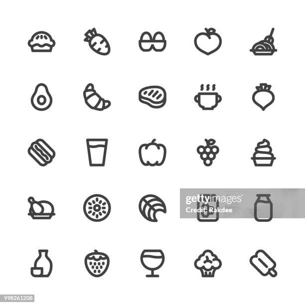essen und trinken icons set 2 - fette linie serie - suppenschale stock-grafiken, -clipart, -cartoons und -symbole