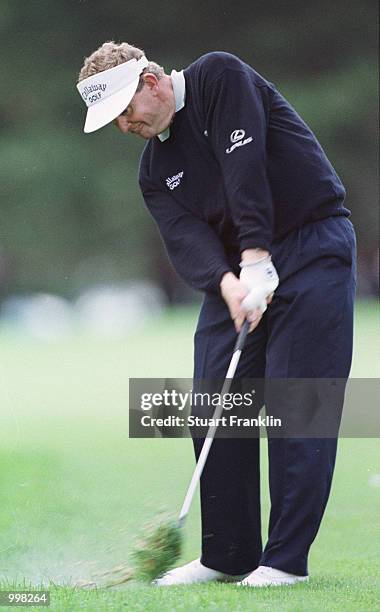 Colin Montgomerie of Scotland in action on the 17th hole during the first round of the Lancome Trophy at the St-Nom-la-Breteche Golf Club, Paris,...