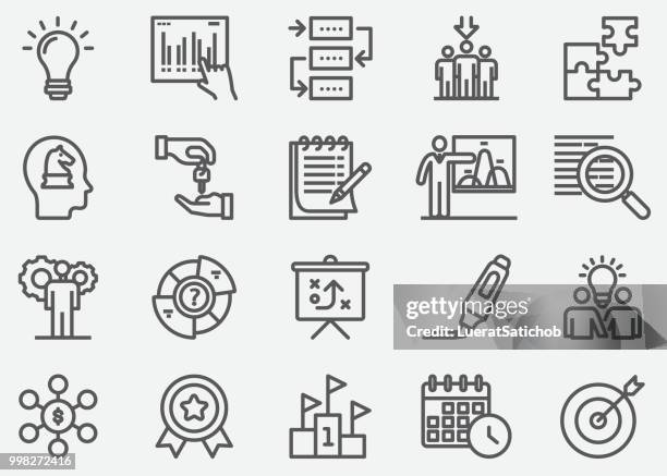 business planning line icons - arrival stock illustrations