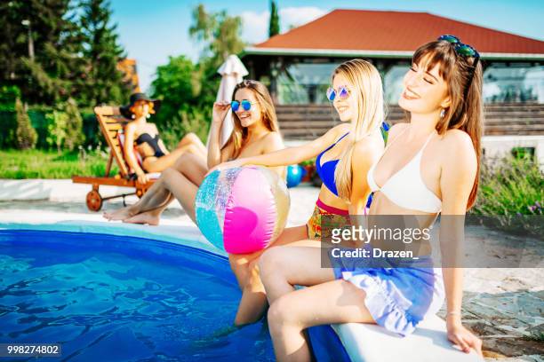 fun and joy on pool party - drazen stock pictures, royalty-free photos & images