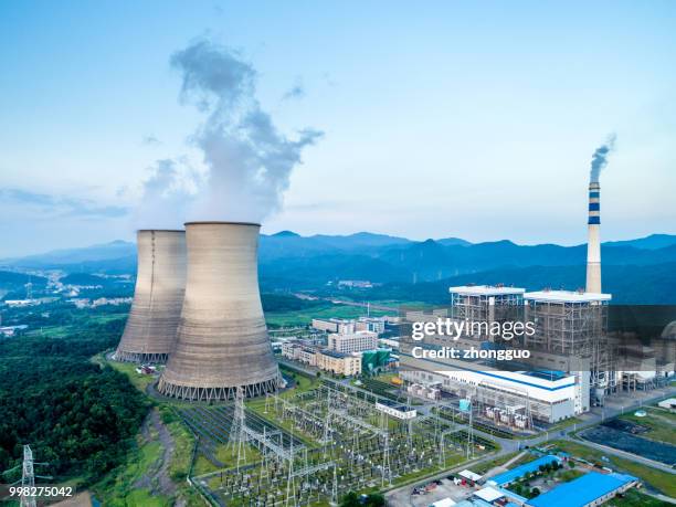 aerial power plant - vaseline stock pictures, royalty-free photos & images