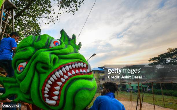 narkasur festival, goa, india - panjim stock pictures, royalty-free photos & images