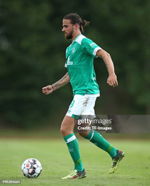 Martin Harnik of Werder Bremen controls the ball during the friendly match between FC Eintracht Cuxhaven and Werder Bremen on July 10, 2018 in...