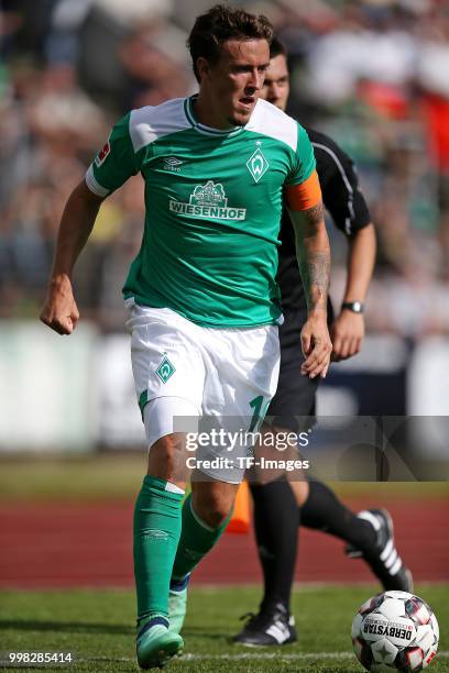 Max Kruse of Werder Bremen controls the ball during the friendly match between FC Eintracht Cuxhaven and Werder Bremen on July 10, 2018 in Cuxhaven,...