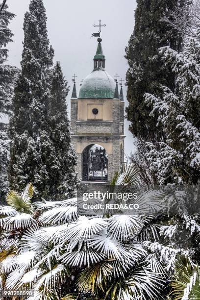 Bell tower. Chiesa di San Lazzaro e Celso church. Bellano eastern shore of Lake Como. Lombardia. Italy. Europe. Photo by: Carlo...