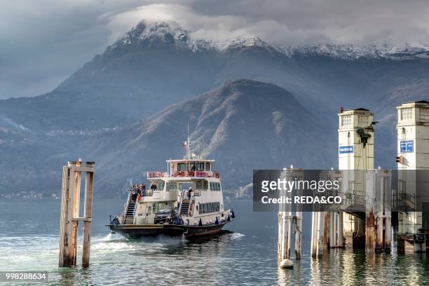 The ferry from Bellagio to the dock at Varenna pier. Olivedo. Lake Como. Lombardia. Italy. Europe. Photo by: Carlo Borlenghi/REDA&CO/Universal Images...