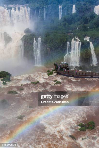 brazil tourists standing in front of waterfalls in iguacu on vacations - grafissimo stock pictures, royalty-free photos & images