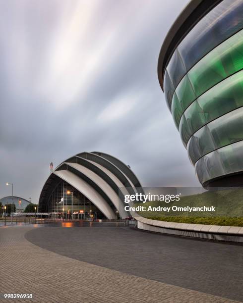 sec armadillo and sse hydro in glasgow - glasgow hydro stock pictures, royalty-free photos & images