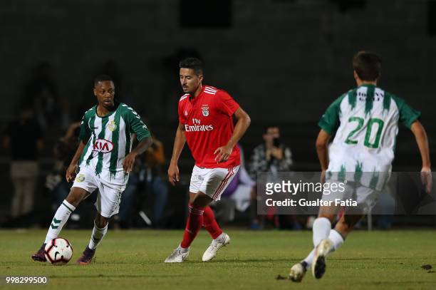 Vitoria Setubal forward Leandro Resinda from Netherlands with SL Benfica defender Andre Almeida from Portugal in action during the Pre-Season...