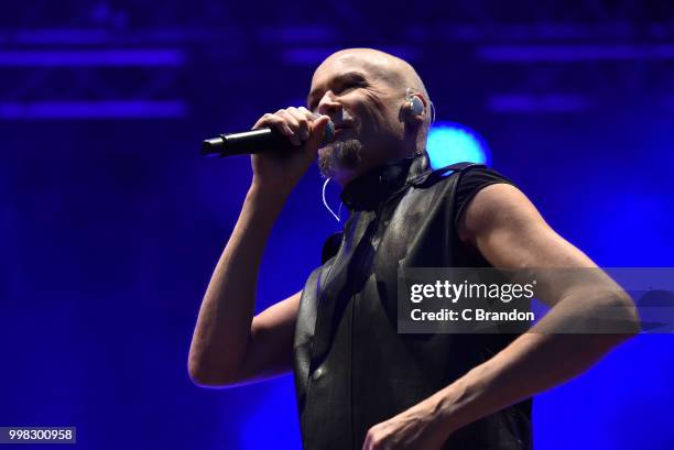 Philip Oakey of The Human League performs on stage during Day 4 of Kew The Music at Kew Gardens on July 13, 2018 in London, England.