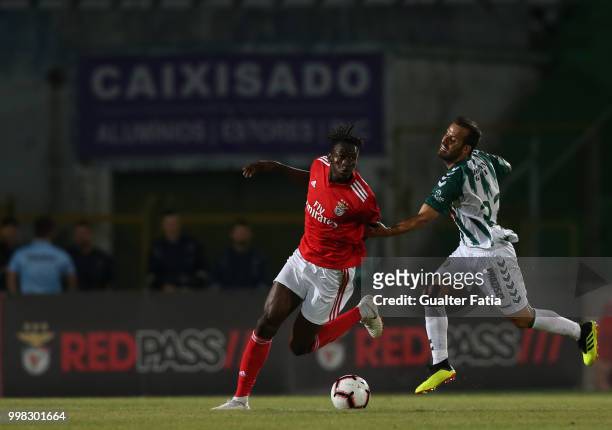 Benfica midfielder Alfa Semedo from Guinea Bissau with Vitoria Setubal midfielder Ruben Micael from Portugal in action during the Pre-Season Friendly...