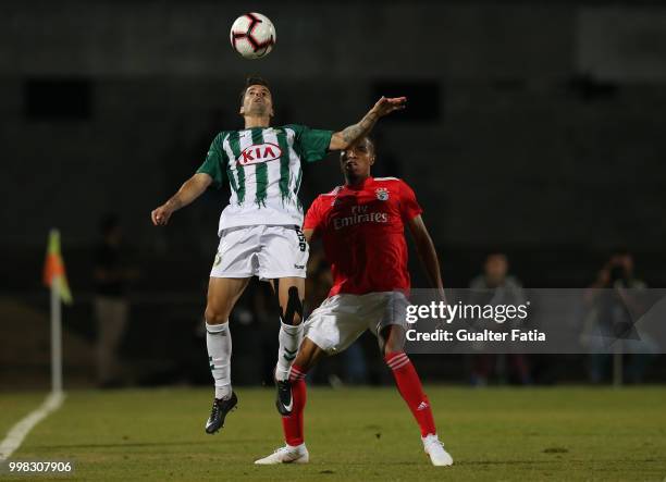 Vitoria Setubal forward Alex Freitas from Portugal with SL Benfica defender Tyronne Ebuehi from Nigeria in action during the Pre-Season Friendly...