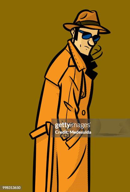 detektiv spy agent vektor - secret service agent stock-grafiken, -clipart, -cartoons und -symbole