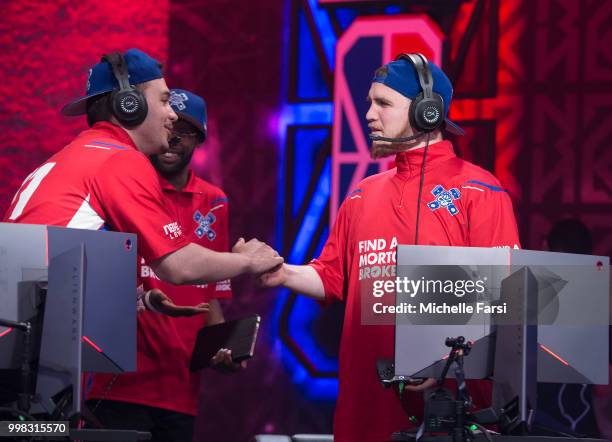JosephTheTruth and Lets Get It Ramo of Pistons Gaming Team react during game against Jazz Gaming during Day 2 of the NBA 2K - The Ticket tournament...