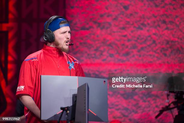 Lets Get It Ramo of Pistons Gaming Team reacts during game against Jazz Gaming during Day 2 of the NBA 2K - The Ticket tournament on July 13, 2018 at...