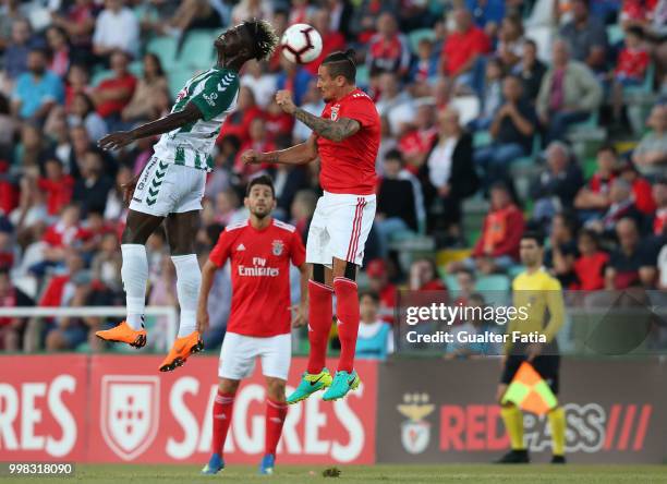 Benfica midfielder Ljubomir Fejsa from Serbia with Vitoria Setubal forward Valdu Te from Guinea Bissau in action during the Pre-Season Friendly match...