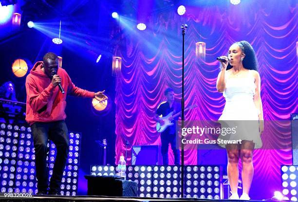 Stormzy joins Jorja Smith on stage at Somerset House Summer Series on July 13, 2018 in London, England.