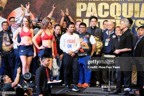 Manny Pacquiao of the Philippines prepares to weigh-in for his fight against Lucas Matthysse July 14, 2018 in Kuala Lumpur, Malaysia.