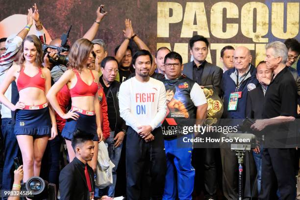 Manny Pacquiao of the Philippines prepares to weigh-in for his fight against Lucas Matthysse July 14, 2018 in Kuala Lumpur, Malaysia.