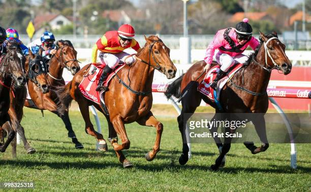 Magnesium Rose ridden by Noel Callow wins the Ladbrokes Back Yourself Handicap at Caulfield Racecourse on July 14, 2018 in Caulfield, Australia.