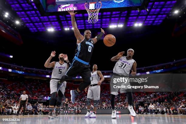 Glen Davis of Power loses control of the ball during the game against the Ghost Ballers during BIG3 - Week Four at Little Caesars Arena on July 13,...