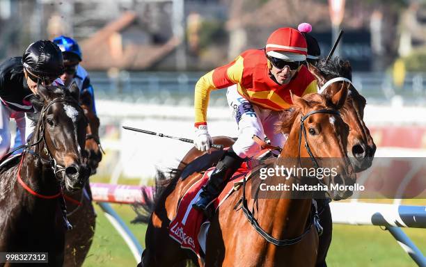 Magnesium Rose ridden by Noel Callow wins the Ladbrokes Back Yourself Handicap at Caulfield Racecourse on July 14, 2018 in Caulfield, Australia.