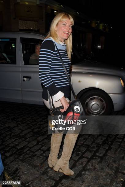 Meredith Ostrom seen leaving Lous Lous private club Mayfair on July 13, 2018 in London, England.